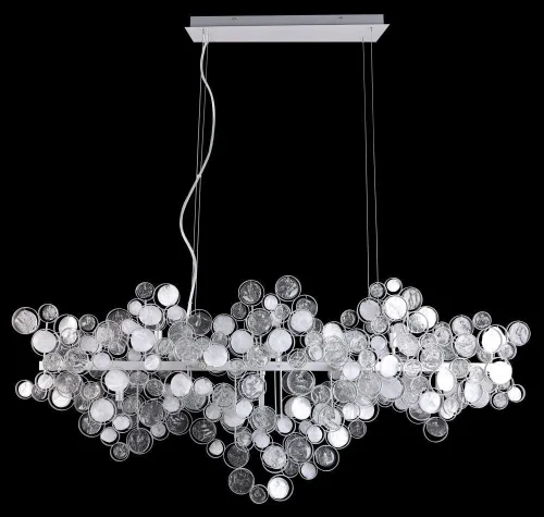 Люстра подвесная DESEO SP15 L1400 SILVER Crystal Lux белая прозрачная на 15 ламп, основание серебряное в стиле арт-деко  фото 2